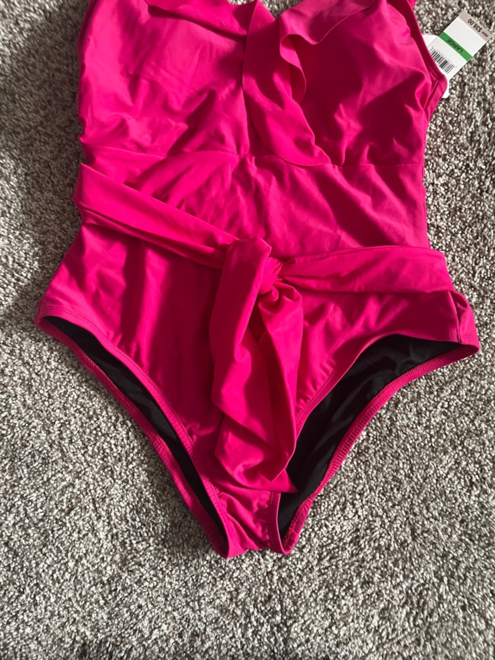 Fuchsia One-Piece Swimsuit with Waist Tie - Picture 2 of 10